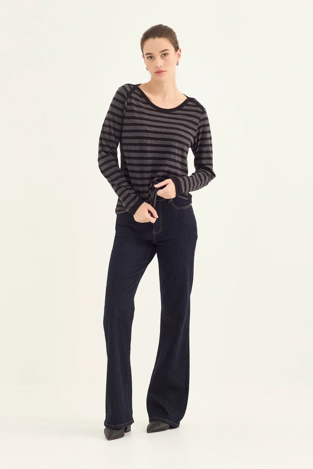 Glow Top - Charcoal Stripe - Image 3